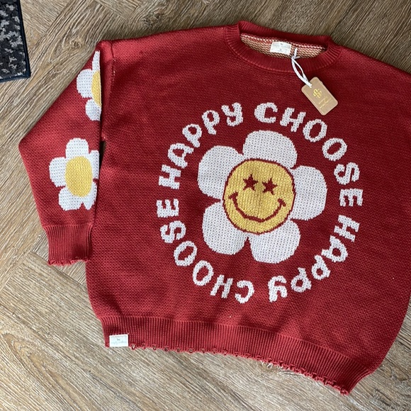 Simply southern groovy happy choose sweater Size Medium New With Tags Red - Picture 2 of 10